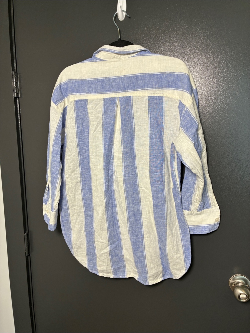 NWT Maeve Bennet Blue White Stripe Linen Cotton Shirt Sz S - Picture 3 of 5